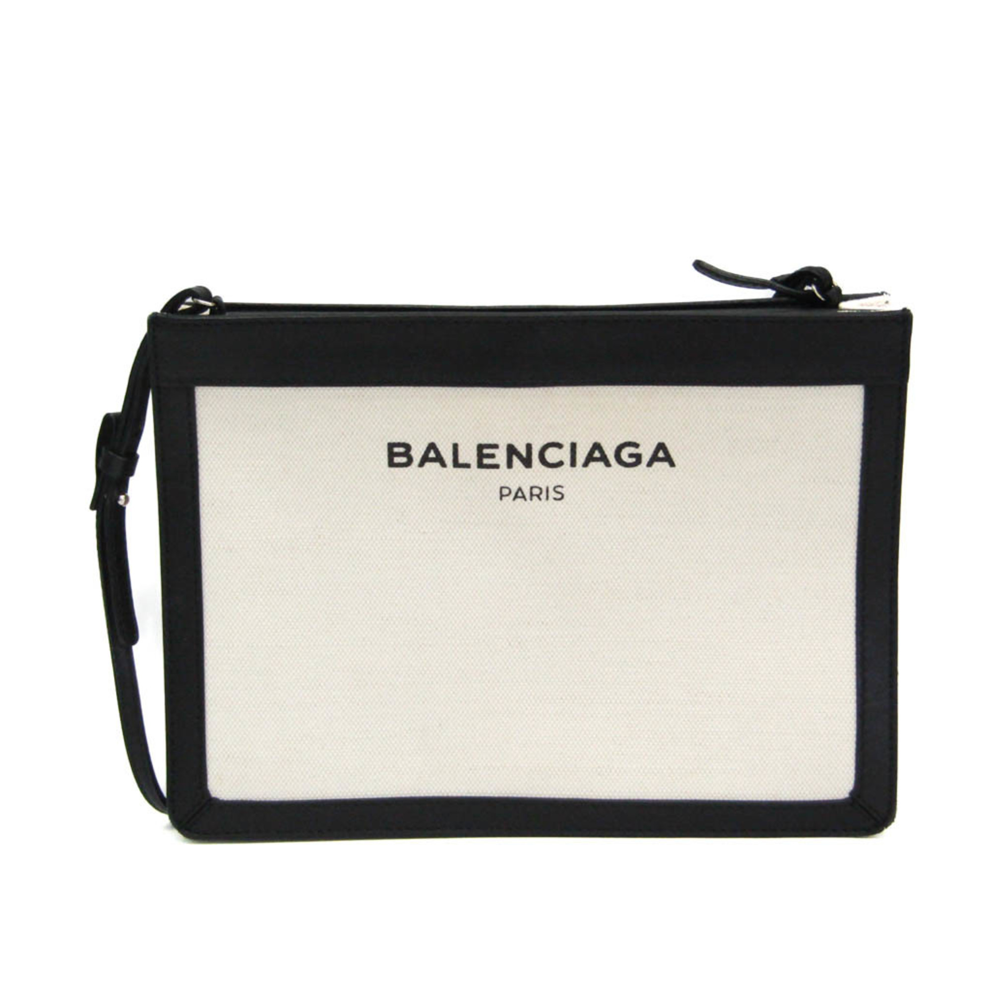 Balenciaga Navy Pochette 339937 Men,Women Canvas,Leather Shoulder Bag Black,O...